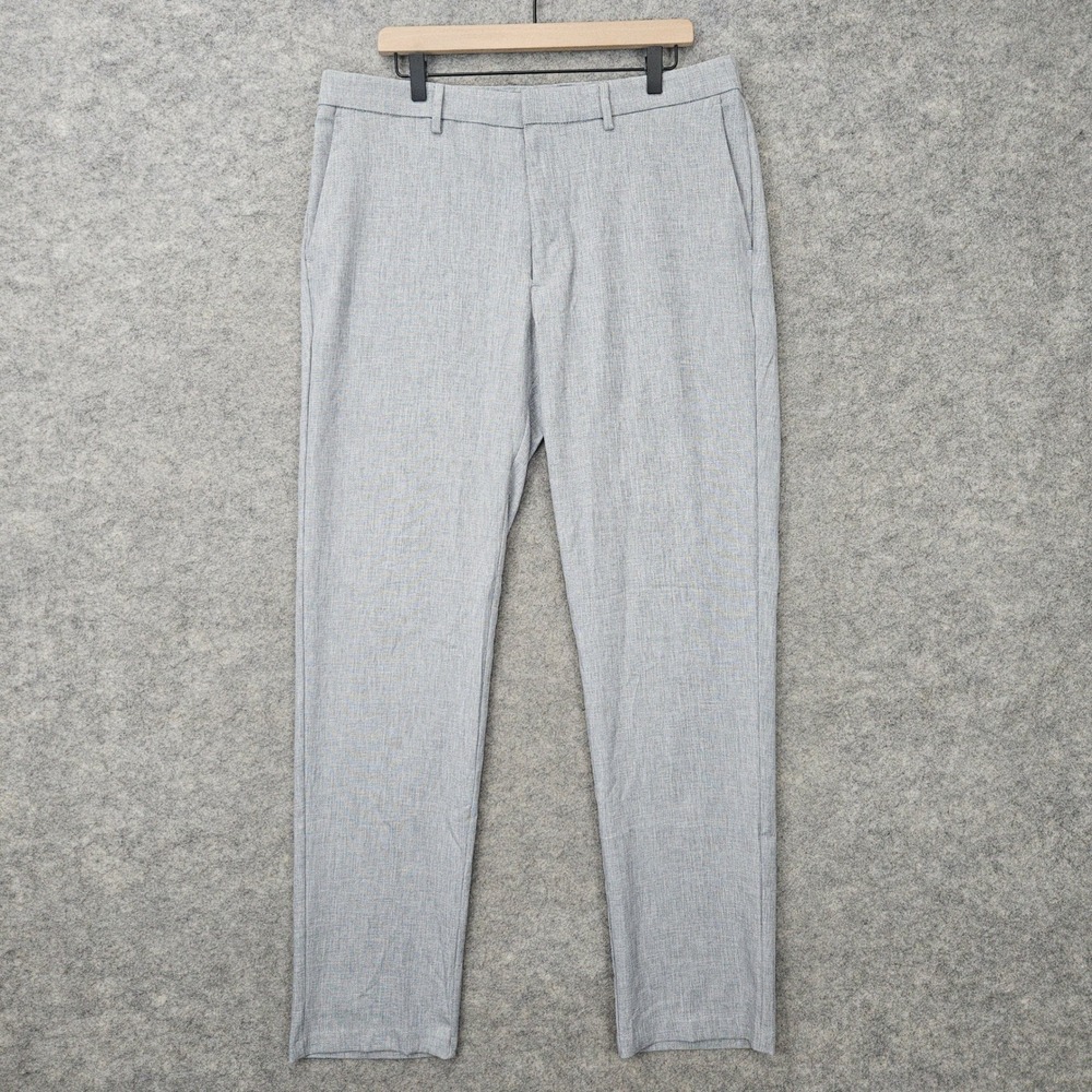 Haggar Comfort Performance Dress Pants Men's Gray 36x34 Straight Fit Lightweight